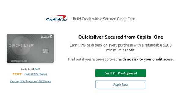 Capital One Quicksilver Secured Cash Rewards Credit Card Review