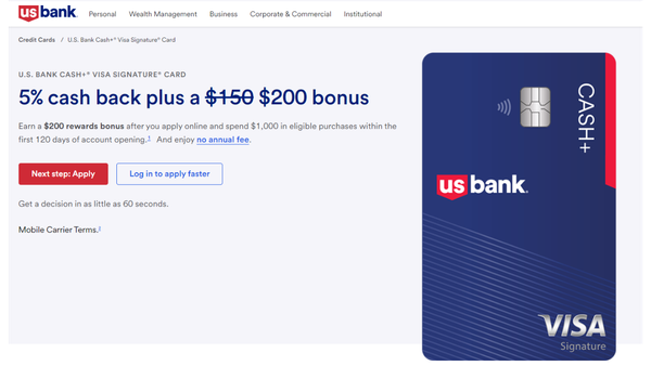 U.S. Bank Cash+ Visa Signature Card Review: Tailor Your 5% Rewards